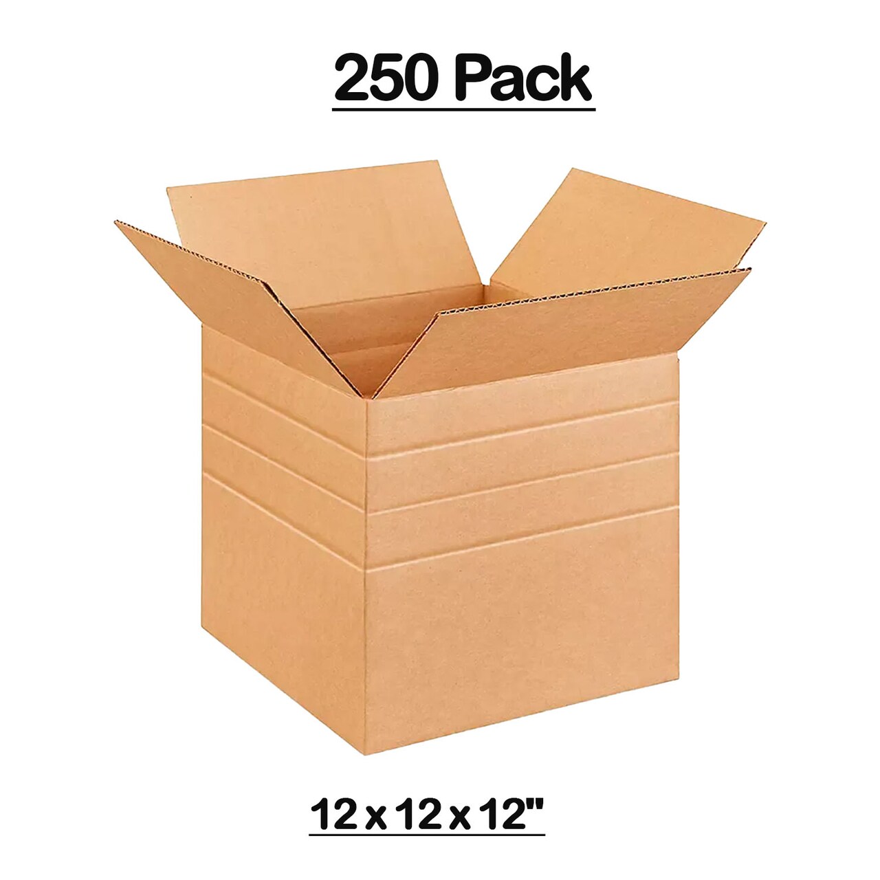 250 Pack Strong Multi Depth Corrugated Cartons for Safe Shipping and Storage 12 x 12 x 12 Inch